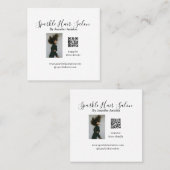 フォトモダンヘアサロンスモールビジネスQRコード スクエア名刺 (正面/裏面)