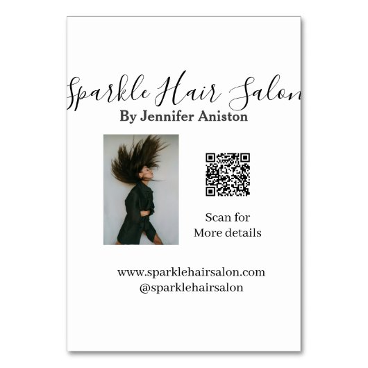 フォトモダンヘアサロンスモールビジネスQRコード テーブルナンバー (正面)