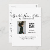 フォトモダンヘアサロンスモールビジネスQRコード ポストカード (正面/裏面)