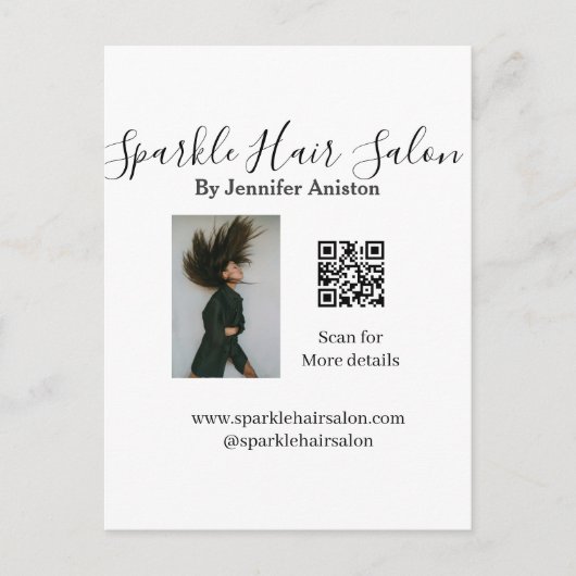 フォトモダンヘアサロンスモールビジネスQRコード ポストカード (正面)
