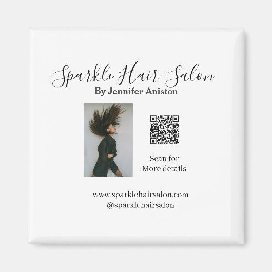 フォトモダンヘアサロンスモールビジネスQRコード マグネット (正面)