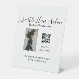 フォトモダンヘアサロンスモールビジネスQRコード 台座サイン