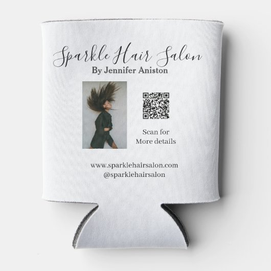 フォトモダンヘアサロンスモールビジネスQRコード 缶クーラー (正面)