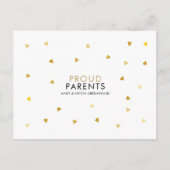 フォトモダンベビーエレガント金ゴールドラブハート誕生 案内ポストカード (裏面)