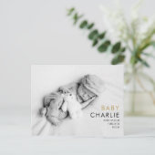 フォトモダンベビーエレガント金ゴールドラブハート誕生 案内ポストカード (スタンド正面)