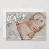 フォトモダンベビー誕生付きウェルカムスクリプト 案内状 (正面)
