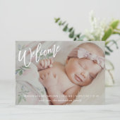 フォトモダンベビー誕生付きウェルカムスクリプト 案内状 (スタンド正面)