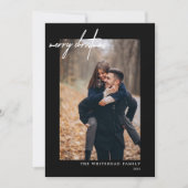 フォトモダンホワイトメリークリスマスブラック シーズンカード (正面)