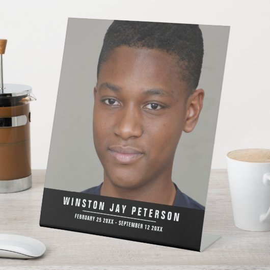 フォトモダンメモリアル白黒名と日付 台座サイン (インサイチュ)