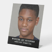 フォトモダンメモリアル白黒名と日付 台座サイン (正面)