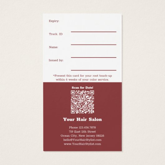 フォトモダンルートTouchアップ伝票カード (裏面)