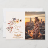 フォトモダンワイルドフラワー卒業 招待状 (正面)