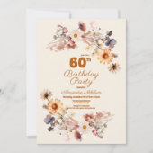フォトモダンワイルドフラワー60誕生日 招待状 (正面)
