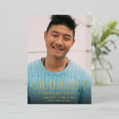 フォトモダン卒業パーティー垂直 箔招待状 (立ち正面)