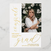 フォトモダン卒業式パーティフォイル招待状 箔招待状 (正面)