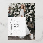 フォトモダン卒業式パーティフォイル招待状 箔招待状 (裏面)