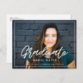 フォトモダン卒業式パーティーの招待 ポストカード (正面/裏面)