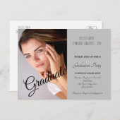 フォトモダン卒業式パーティー招待状はがき ポストカード (正面/裏面)