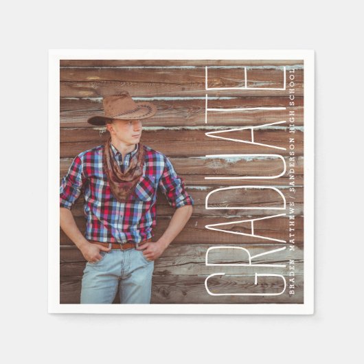 フォトモダン卒業式パーティー紙ナプキンス スタンダードカクテルナプキン (正面)