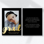 フォトモダン卒業式ブラックゴールドフォイル招待状 箔招待状