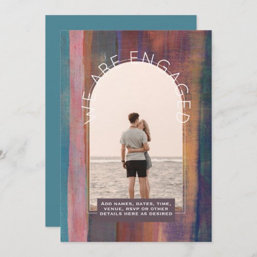 フォトモダン婚約招待状 – 混色 招待状 (正面/裏面)