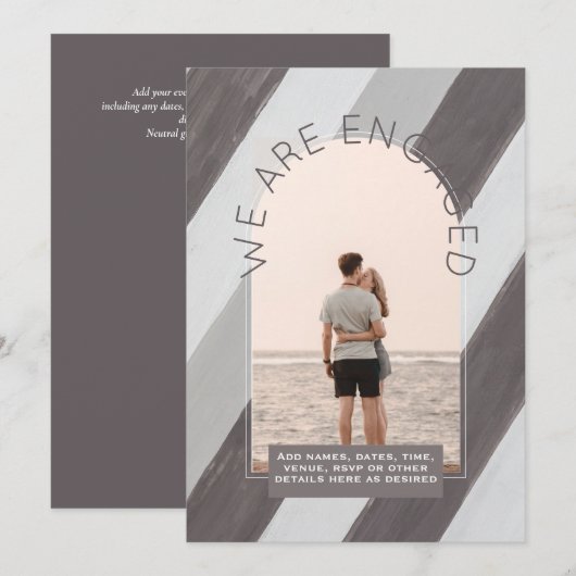 フォトモダン婚約招待状 – 混色 招待状 (正面/裏面)