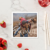 フォトモダン婚約編集可能カラーオーバーレイ スタンダードカクテルナプキン (インサイチュ)