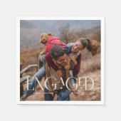 フォトモダン婚約編集可能カラーオーバーレイ スタンダードカクテルナプキン (正面)