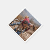 フォトモダン婚約編集可能カラーオーバーレイ スタンダードカクテルナプキン (角)