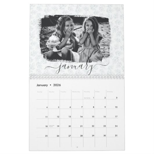 フォトモダン抽象芸術(白黒) カレンダー (1月 2026)