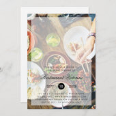 フォトモダン文字オーバーレイレストラングランドオープニング 招待状 (正面/裏面)