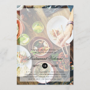 フォトモダン文字オーバーレイレストラングランドオープニング 招待状