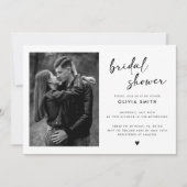 フォトモダン白黒スクリプトブライダルシャワー 招待状 (正面)