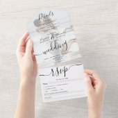 フォトモダン白黒ス結婚クリプト オールインワン招待状 (貼ってはがせる)