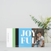 フォトモダン白黒レッド金ゴールドジョイフルホリデー シーズンカード (スタンド正面)