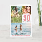 フォトモダン誕生日カード任意の年齢 |色カスタム付 カード (正面)