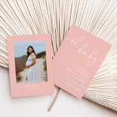 フォトモダン赤面ピンク赤ちゃんシャワー 招待状