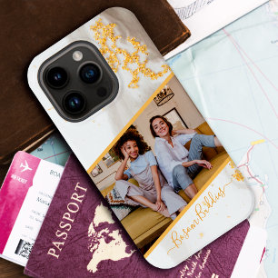 フォトモダン金ゴールドグリッターブラックマーブル名前をカスタムする Case-Mate iPhone 14 PROケース