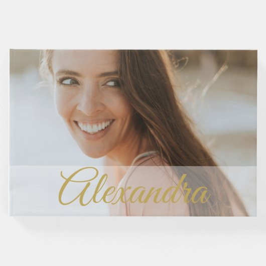 フォトモダン金ゴールドフォトパーソナルパーティーゲスト ゲストブック (正面)