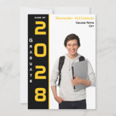 フォトモダン金ゴールドブラック卒業発表 招待状 (正面)