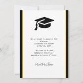 フォトモダン金ゴールドブラック卒業発表 招待状 (裏面)