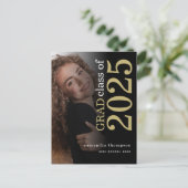 フォトモダン金ゴールドブラック2023卒業 案内ポストカード (スタンド正面)