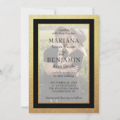 フォトモダン金ゴールド結婚式招待状 招待状 (正面)