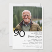 フォトモダン ミニマリスト 90歳の誕生日 招待状 (正面)