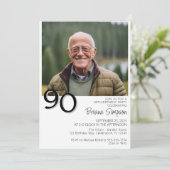 フォトモダン ミニマリスト 90歳の誕生日 招待状 (スタンド正面)