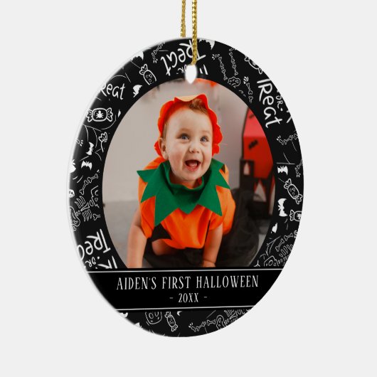 フォトモノクロベビー初のハロウィーン セラミックオーナメント (右)