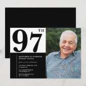 フォトモノクロ 97歳の誕生日招待状 招待状 (正面/裏面)