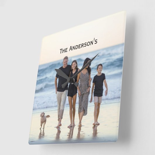 フォトモノグラカスタマイズムパーソナライズ写真 スクエア壁時計 (傾斜)