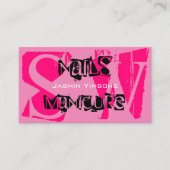 フォトモノグラムで目を引くピンクブラックモダン 名刺 (正面)