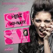 フォトモノグラムで目を引くピンクブラックモダン 名刺